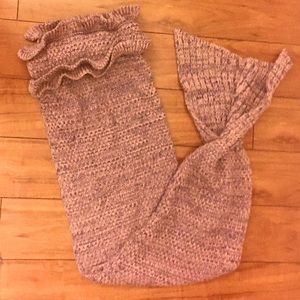 Pink Knitted Mermaid Blanket